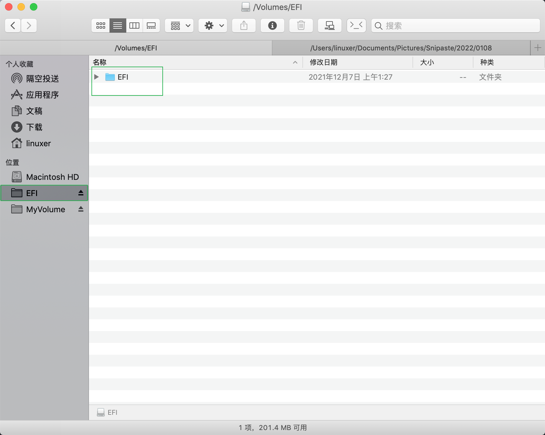 此时的 EFI 分区