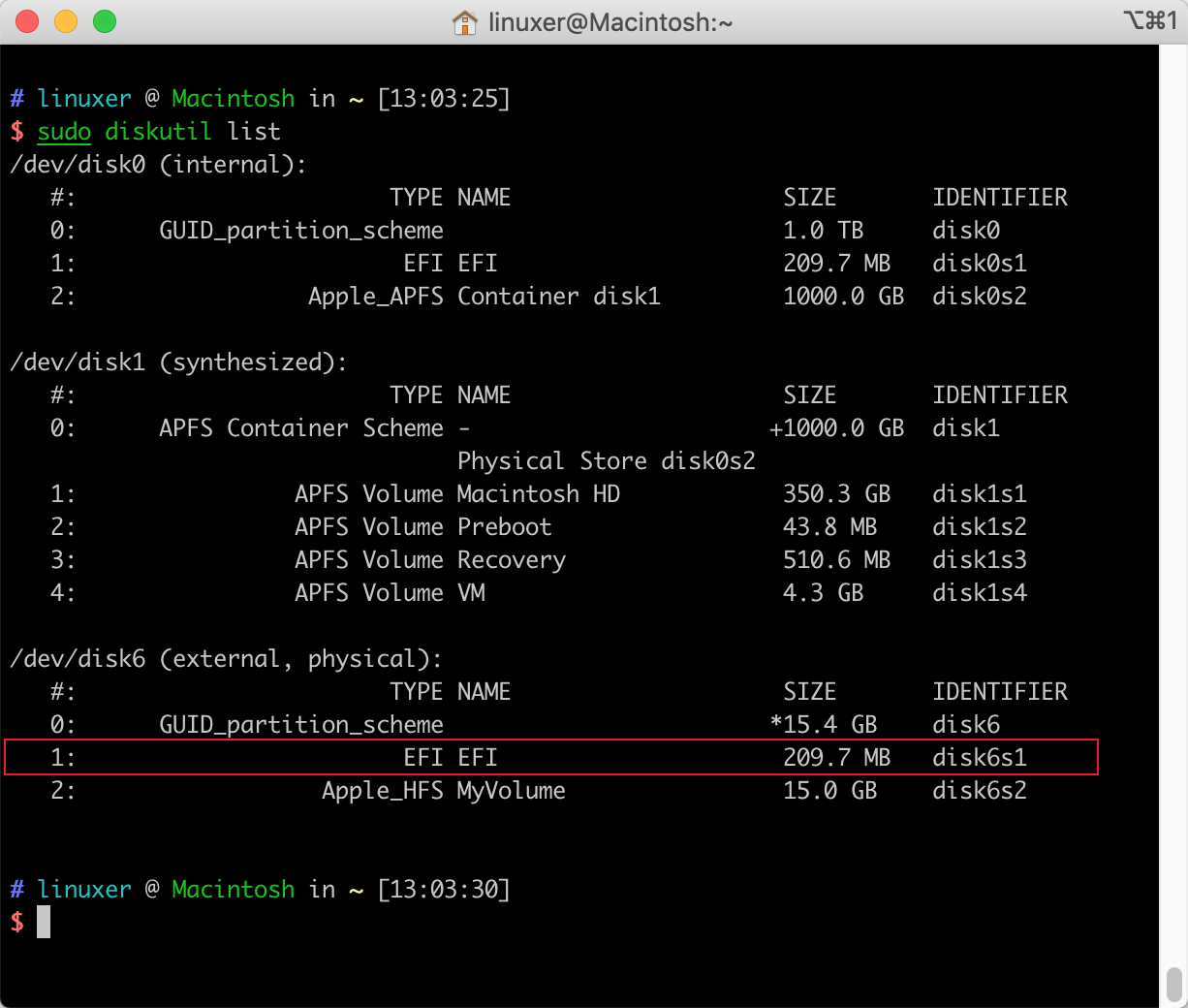 查看当前系统中的磁盘